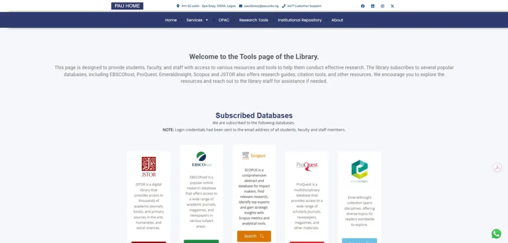 Pan-Atlantic University library research